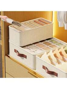 1/2 件天山内衣收纳盒 - 卧室内衣抽屉整理器带隔板，多功能宿舍家用衣柜内衣容器卧室，整理器，家庭收纳，适用于白色 T 恤女士，黑色裤子女士，女士冬装，连衣裙，女士冬装，优雅女士连衣裙，女士白衬衫，长袖，女士白色连体裤，女士春装，女士春装，春季，春装，简约，夏季上衣收纳 - 雪山白 - 查看 4