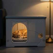 PawHut Cat House Stackable Cat Bed For Indoor Outdoor Grey - one-size - View 8