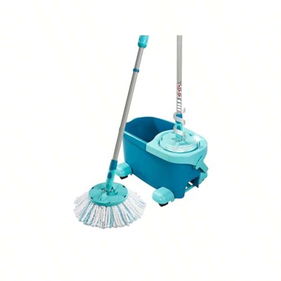Clean Twist Spin Mop And Bucket Set With Rollers Telescopic Handle 360° Joint Spin-Dry System Easy Glide Wheels Blue - Turquoise - 查看 1