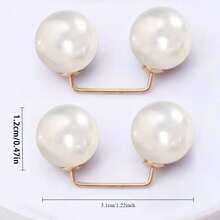 2pcs Pearl Jeans Ankle Clip, Chest Anti Light Needle, Anti Stepping Slipper Buckle, Pants Length Adjuster - C-White - View 2