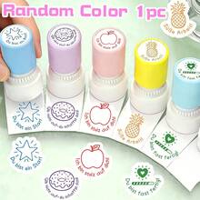 1/5pcs German Teacher Back To School Stamps, Muted Fruit Pattern Series Pre-Inked Stamps, Classroom Quick Feedback Stamps, Office Stationery Encouragement Tool, Back To School Teacher Stamps, Back To School Supplies, Teacher Gifts - A - View 5