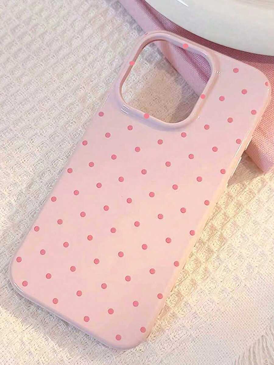 GUCADI 1件装极简ins风多巴胺波点小众创意韩日风全包软壳手机壳，兼容苹果16/15/14/13/12/11系列 - 芭樂粉 - 查看 1