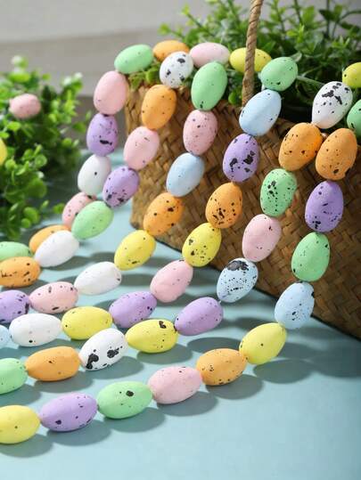 1pc New Easter Egg Wreath Decor, Spotted Speckled Foam Easter Eggs Decoration