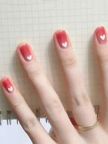 Semi Cured Gel Nail Strips, 20Pcs Long Lasting Salon Quality Wraps, Easy Apply & Remove Gel Nail Stickers With UV Light Nails - Red and White - View 4