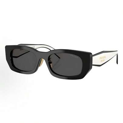  PRADA Mixed Design Acetate Square Sunglasses For Women, Black