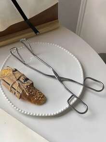 1pc Stainless Steel Bread Clip, Minimalist Pastry & Dessert Clip, Kitchen Baking & BBQ Food Clip, Restaurant Use - Silver - View 4