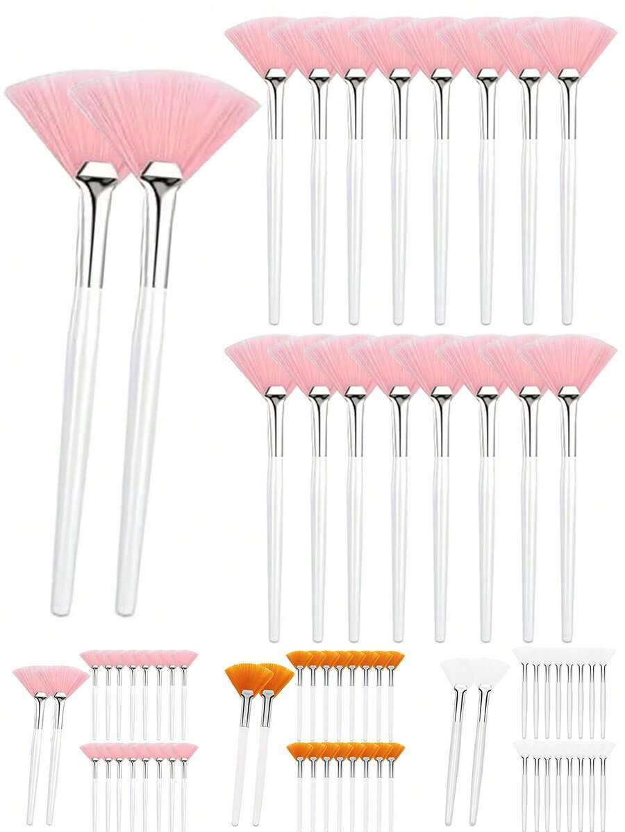 Conjunto de 1/3/5/10/20 pincéis em formato de leque para máscara facial, macios e ideais para maquiagem, incluindo ferramentas para aplicação de máscara de argila, creme, iluminador e contorno. Perfeito para mulheres e esteticistas. Ótimo para presentear! - Multicolorido - Ver 1
