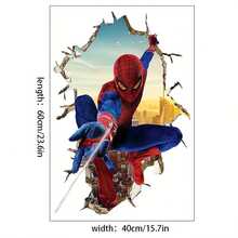 Marvel 1片全新破墙蜘蛛侠客厅装饰背景墙贴，可移除，经典电影蜘蛛侠角色，打造酷炫主题家居，蜘蛛侠粉丝家居氛围墙，打造你的梦想墙，新年礼物，情人节礼物，复活节礼物（随机样式） - 彩色 - 查看 3