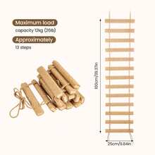 Wall Mounted Cat Climbing Ladder & Bridge, Wooden Cat Shelf With Sisal Rope, Indoor Cat Tree Tower & Activity Furniture For Kittens - 木質色 - 查看 2