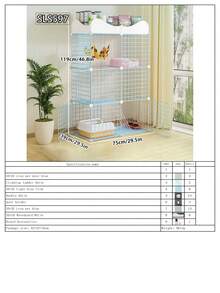 Detachable Spacious Multi-Cat Pet Cage, DIY Kitten Playpen, Blue Cat Furniture - Multicolor - View 16