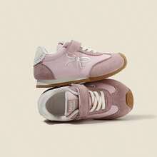1 Pair Versatile Girls' Bow Decor Trainers, Breathable Spring/Autumn Little White Shoes, Children Hook And Loop Casual Sneakers - Baby Pink - View 2