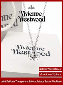 Vivienne Westwood New Petite Collection Mini Clear Ball Pilot Necklace Silver Tone, Brass - 銀色 - 查看 1