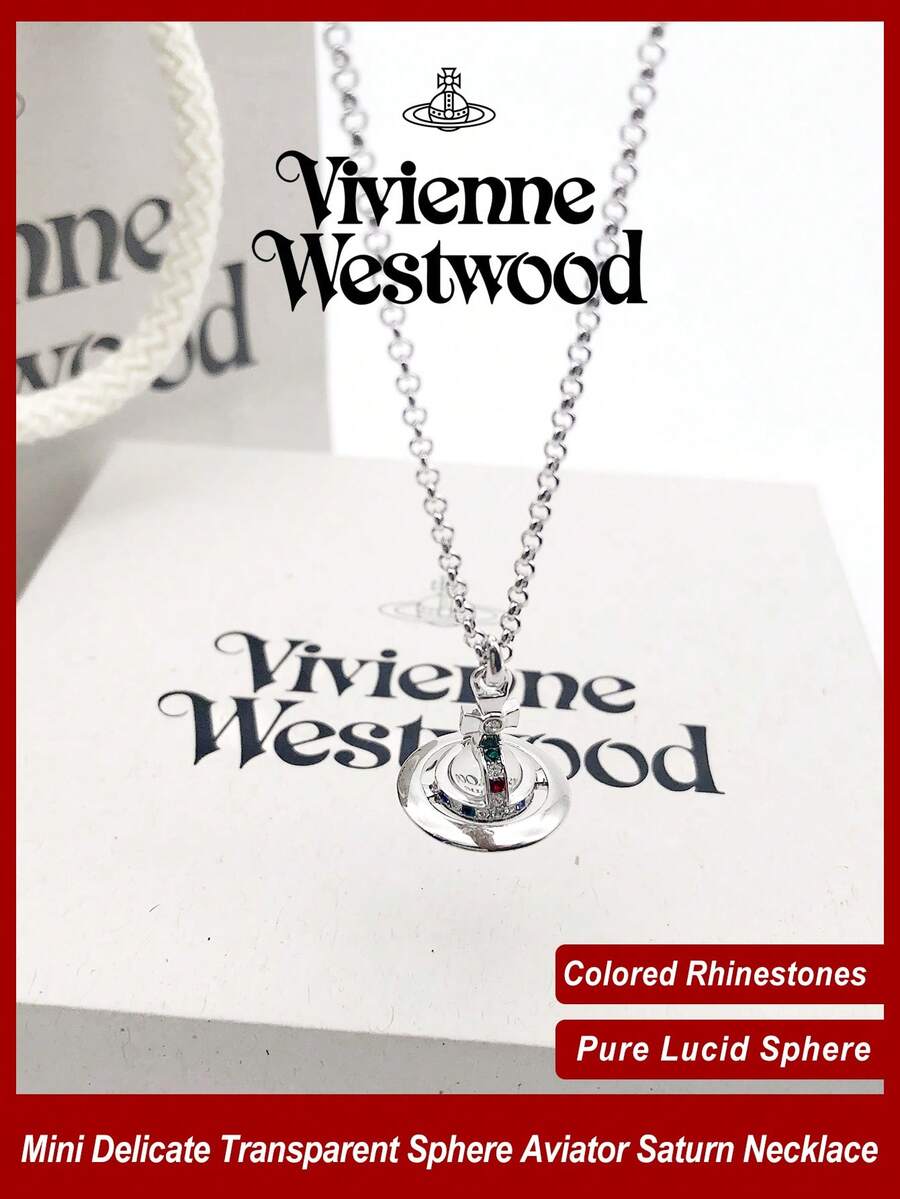 Vivienne Westwood New Petite Collection Mini Clear Ball Pilot Necklace Silver Tone, Brass - 銀色 - 查看 1