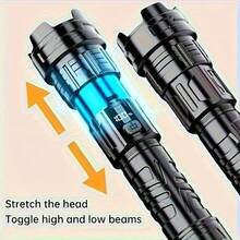 LiHangStar 1/2pcs Bright Handheld Flashlight, USB Rechargeable, Adjustable Zoom, Wide Beam, Portable Emergency Lighting Torch For Camping, Fishing, Repair, Outdoor Lighting - Telescopic Zoom Flashlight - View 3