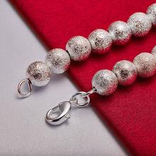 8mm Matte Bead Ball Chain 925 Sterling Silver Plated Bracelet For Woman Engagement Wedding Jewelry - Silver - View 4