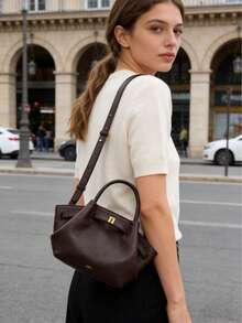 Bolso pequeño Hana JH30692 JW Dumpling, bolso de mujer nuevo, de hombro, cruzado y de mano, multiusos, adecuado para ir al trabajo, salir, ligero de ante, muy atractivo y versátil - Café - Ver 10