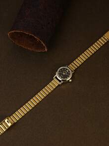 1块方形竹结石英表，金/银色，适合日常佩戴，是生日、圣诞节的完美礼物。 - 金色 - 查看 2