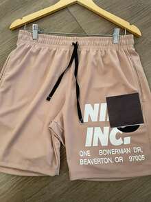 Men's Dry Fit Gym Shorts - Regular Fit - Beige - View 3