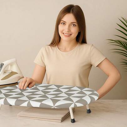 Foldable Table Top Ironing Board With Iron Rest, Non-Slip Folding Legs, Compact Portable Steam Iron Table For Home & Travel