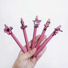 5/10pcs Random Style Ballet Girl Series Retractable Ballpoint Pens, Random Style, Fashionable Black Neutral Pens, Office & School Supplies, Classroom Rewards, Holiday Party Favors - Sets - View 5
