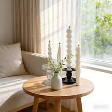 1 pieza Vela con aroma de estilo vintage en color blanco (no incluye el soporte de la vela) - Ideal para meditación, iluminación, decoración de escenas y creación de ambiente. Características: Patrón ondulado, formas cilíndricas, hemisféricas y de pilar retorcido. Vela de cera de soja sin humo. Adecuada para decoración del hogar, fiestas, exhibición en mesas, decoración de restaurantes, bodas, regalos de cumpleaños y regalos para ella. - 1PC - Ver 9