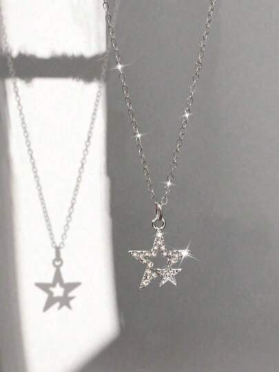 Collar de estrella y pentagrama con estilo punk rock, lindo y genial para mujeres, cadena de acero inoxidable, regalo de cumpleaños