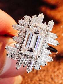 1pc Luxury Cubic Zirconia Ring, Women's Model, Suitable For Weddings, Engagements, Anniversaries, Parties, Also Can Be Used As Rings Or Valentine's Day Gifts - 1# - View 6