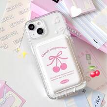 1pc Cherry Bow Leather Magnetic Wireless Charging Magsafe Card Holder Phone Case Compatible With IPhone 17 Pro/16 Pro Max, 15/14/13/12/11 - Multicolor - View 3