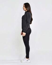 Women's 3-Piece Gym Kit – Jacket + Padded Top + Leggings - Women's 3-Piece Fitness Set – Jacket, Padded Top And Leggings - Complete Women's Gym Kit – Jacket + Top + Shaping Leggings - 黑色 - 查看 4