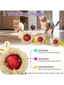 1 Set Rechargeable Pet Interactive Toys, Cat/Dog Hidden Seek Rolling Ball Toy Combo - For Exercise And Entertainment - USB/Battery Powered Multiple Covers And Fast Movement - Durable Thermoplastic Rubber Material - Multicolor - View 6