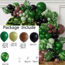 120pcs Jungle Camouflage Themed Balloon Arch Set, Includes Dark Green, Brown, Grey-Green, And Black Camouflage Printed Latex Balloons, Perfect For Birthday Parties, Military Events, And Jungle Camouflage Hunting-Themed Decorations. - View 7
