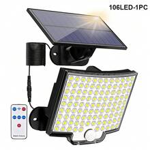 1pc Solar Outdoor Light With Dual Sensors, 106 LED Lights, 3 Lighting Modes, Solar Flood Light With Remote Control, Suitable For Yard, Garden, Garage, Patio, Alley, Outdoor, Wall From Dusk To Dawn - Multicolor - View 12