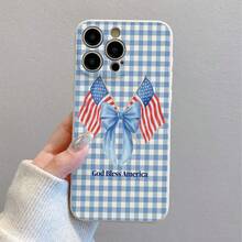 Stylish And Cute Pixel 10 Pro Xl Case - American Flag Ribbon Blue Checks Case: Summer Fashion Must-Have | The Phone Case With A Camera Lens Design Shown Is For Display Purposes Only. The Case Shipped Will Match The Model You Purchase. - 白色 - 查看 1