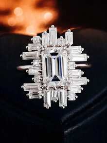 1pc Luxury Cubic Zirconia Ring, Women's Model, Suitable For Weddings, Engagements, Anniversaries, Parties, Also Can Be Used As Rings Or Valentine's Day Gifts - 1# - View 7