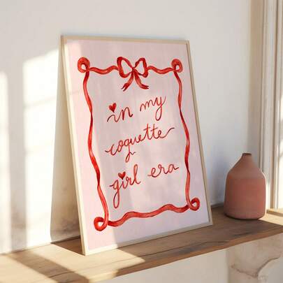 1pc Frameless A Time Of Endless Charm Art Print Colorful Girly Wall Decor With Red Bow Detail Retro Chic Aesthetic Canvas Poster Print Minimalist Whimsical Folk Art Decor Vintage Chic Wall Art Apartment Decor Prints For Wall Funkyposters Dorm Essentials College Room Decoration Bedroom Living Room Modern Home Decoration Party Decor Best Gift Choice