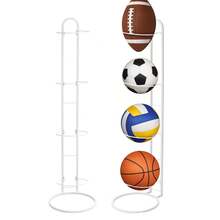 Metal Ball Storage Rack Vertical Sports Equipment Organizer Stand Sports Football Stand For Football Basketball Volleyball - White-four Layers - View 3