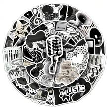 50-Pcs Black & White Music INS-Style Stickers - Waterproof Creative Decals For Phone Cases, Journals & Musical Instruments - 50PCS - View 5