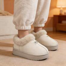 Botas de nieve para mujer para otoño/invierno, con un diseño en color liso y detalles en forma de letras. Cálidas y minimalistas, con una suela gruesa y antideslizante. Disponibles en blanco, negro y marrón, aptas tanto para hombre como para mujer. - Blanco - Ver 4
