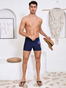 Men's Swim Trunks; New Large Size, Professional Sports, Flat-Front, Anti-Embarrassment Swimwear For Sp - Blue - View 7