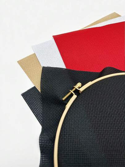 4片/套 11CT十字绣布，30*30厘米，黑色、白色、红色、卡其色，适用于DIY缝纫、十字绣设计和针线活，适合作为礼物送给妻子和母亲