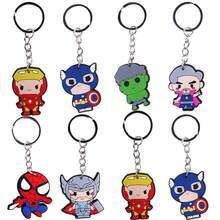 Marvel 6pcs/Set Enemies Heroes Keychain Captain Hulk PVC Backpack Decoration Small Gift Cartoon Bell New Year's Gift, Valentine's Day Gift, Easter Gift (Stochastic Style) - Multicolor - View 2