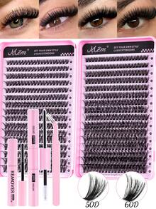 MEM 640pcs Eyelash Extension Kit, DIY Eyelash Extension Set, D-Curl Individual Eyelash Cluster Kit With Adhesive, Sealant And Eyelash Curler Tool, Suitable For Daily Use, Beginner Friendly, Great For Weddings, Dates, Parties, Holidays, Perfect For Christmas/Halloween/Gift Eyelash Set - màu đen - Xem 9