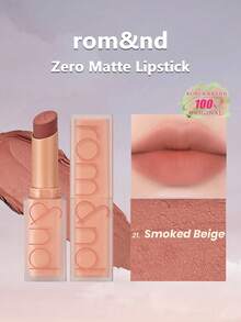 Rom&nd ZERO MATTE 唇膏 #21 烟熏米色，丝绒哑光质地，轻盈不干燥，柔焦哑光妆效，模糊唇部效果，日常哑光妆容，专业化妆品，特殊场合，韩式妆容，3克/0.11盎司。 - #21 SMOKED BEIGE - 查看 2