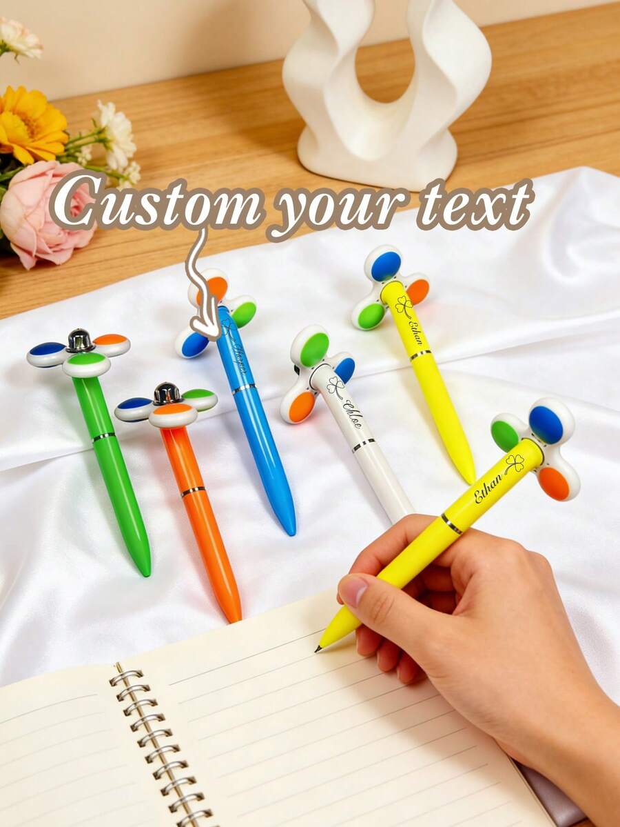 1pc Custom Name Pen, Spinning Pen, Creative Stress-Relief Shaped Ballpoint Pen, Suitable For Back-To-School Supplies, Personalized Ballpoint Pen, Custom Fun Nurse Pen, Customizable Business Engraved Ballpoint Pen, Teacher Pen, Ideal For Birthday Gifts, Teacher's Day, Back-To-School Supplies, Office, And Creative Gift Choices, Perfect For The School Season. - Multicolor - View 1
