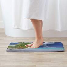 1PC Bathroom Rug, Coconut Grove Wave Texture Print, Flannel, Non-Slip, Stain-Resistant, Waterproof, Quick-Drying, Easy To Clean, Soft, Comfortable, Durable, Can Be Used As Decorative Floor Mats, Bathroom Mats, Kitchen Rugs, Bathroom Anti-Slip Mats, Door Mats, Entryway Rugs, Indoor Outdoor Rugs, Perfect For Rug For Doorway, Rug For Bathroom, Rug For Kitchen, Rug For Living Room, Living Room Decor, Kitchen Decor, Bathroom Accessories, Furniture Accessories, Ideal Gift For Festival, Family, Friends - G - View 4