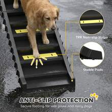 PawHut Foldable Dog Ramp For Car, Non-Slip Dog Stairs For SUVs Truck, Black - one-size - View 5