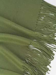 Casual Elegant Winter Scarf 150g With Fringes - Verde Musgo - 查看 6