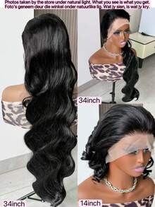 10-36Inch 180% Density Body Wave Lace Front Wigs Human Blended Hair 13x4 HD Lace Front Wigs Human Blended Hair Glueless Wigs Human Blended Hair Pre Plucked Frontal Wigs Human Blended Hair For Women 180% Density Body Wave Wig With Baby Hair Natural Black - Natural & Black - View 2