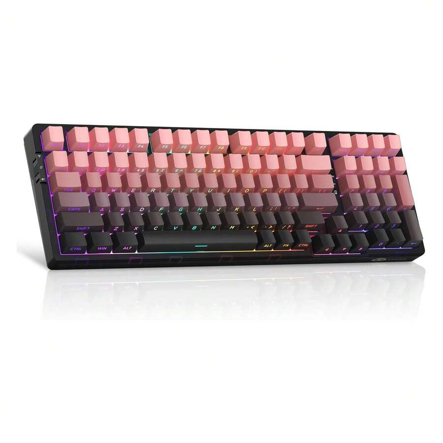 MageGee LIGHT100 Wireless Creamy Keyboard, Gasket Structure Hot Swappable, 2.4G/USB-C/BT5.0 RGB Backlit Mechanical Gaming Keyboard 8000mAh Battery, Side Printed PBT Keycap - 查看 1