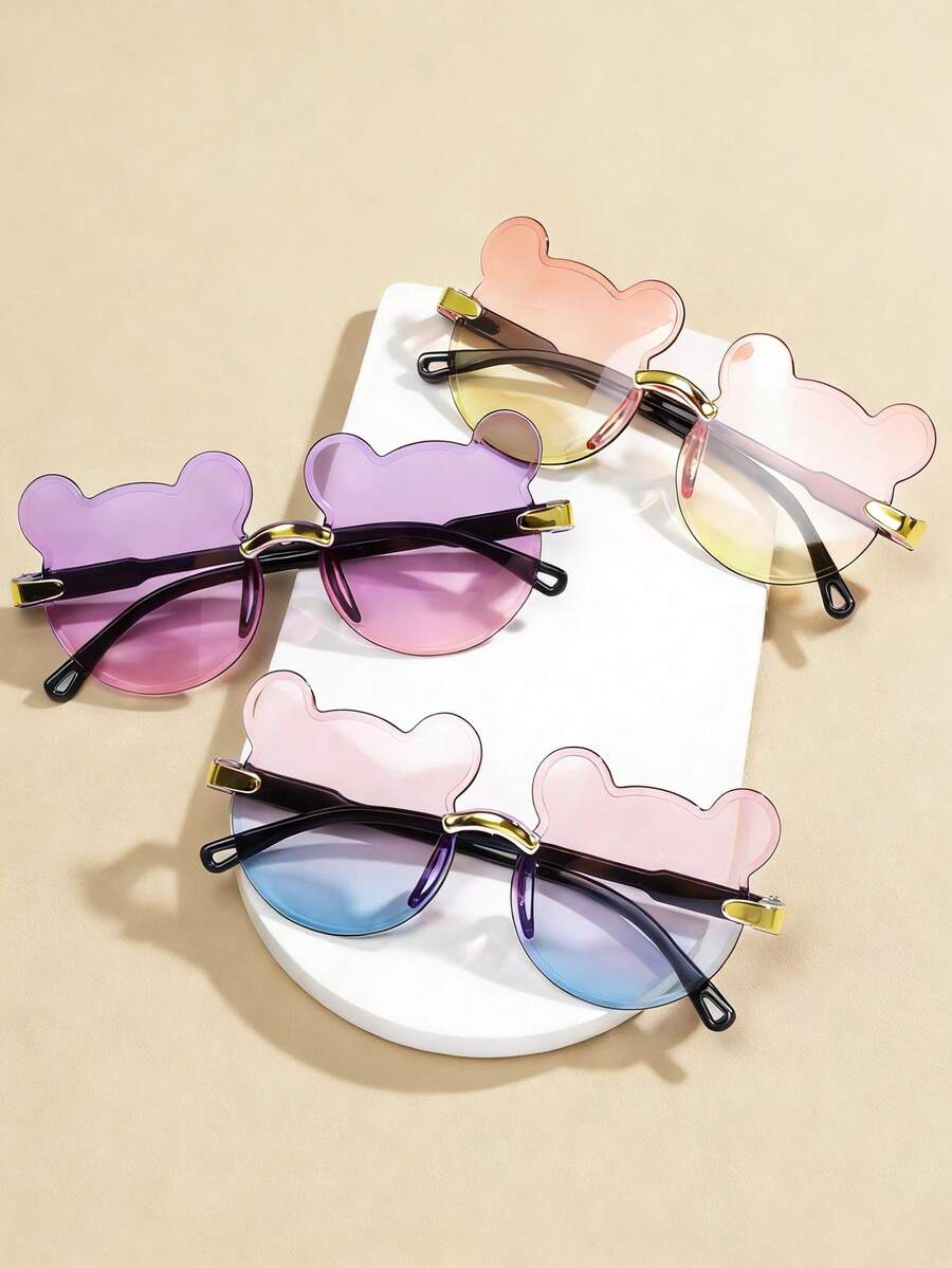 3pcs Cute Bear Ear Design Fashion Girls Sunglasses, Suitable For Daily Photos, Parties And Outings - Multicolor - View 1